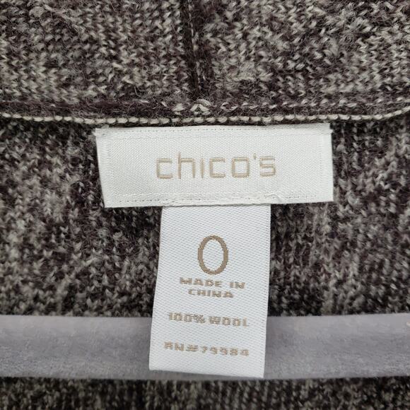 Chico's Women's 100%Wool Knit Animal Print Ombre Open Cardigan Size 0 - Picture 9 of 13